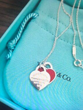 Tiffany & Co. Silver and Red Heart Necklace